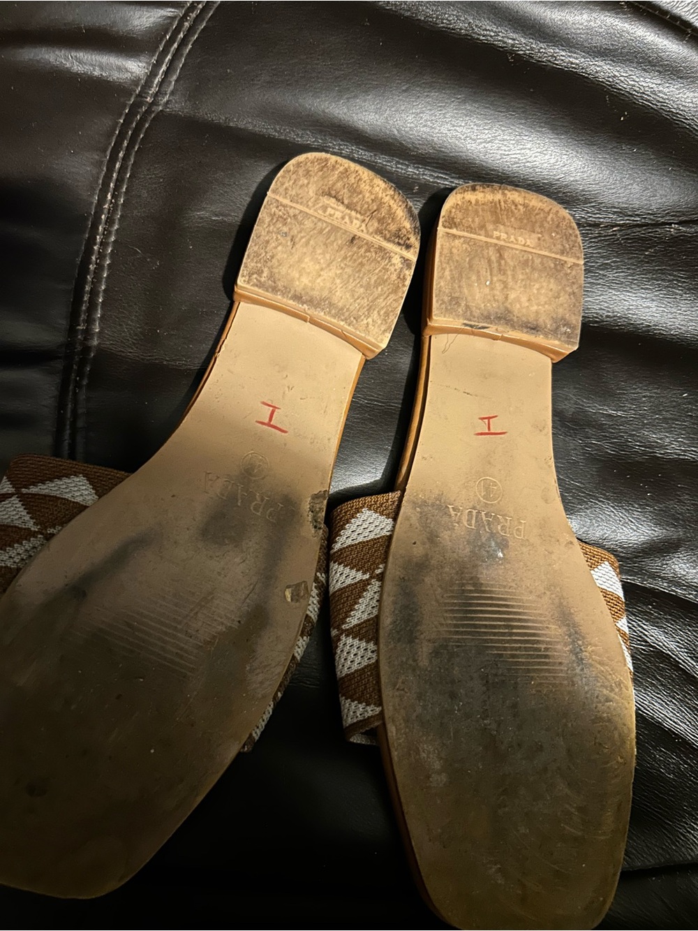 Prada Tan & White Slides (41) - Picture 5 of 5
